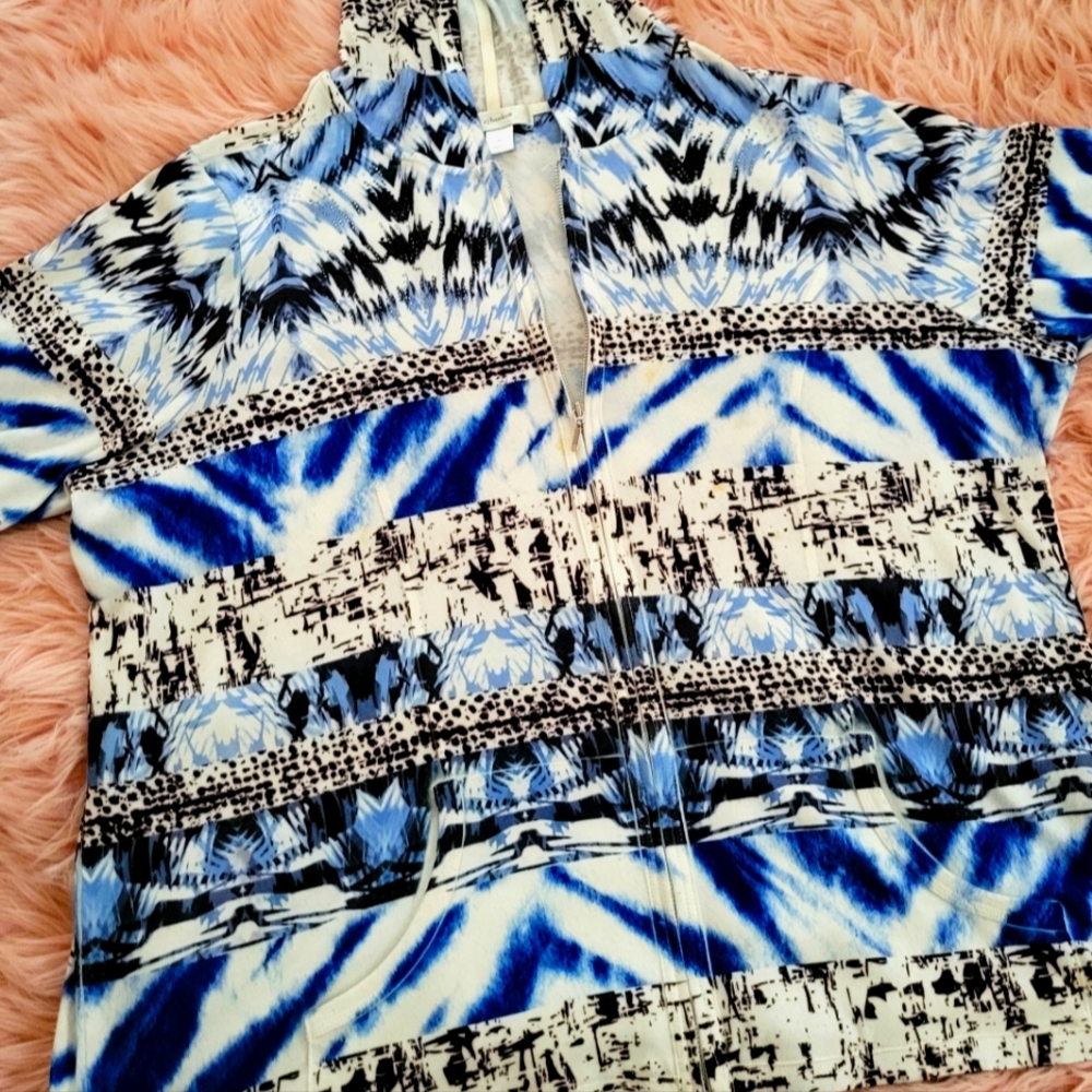 Cj Banks Plus Size 3X, zip-up, multi-patterned, jacket